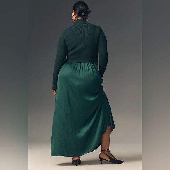 Anthropologie The Thea Twofer Sweater Dress In Green Size 2X NWT - Picture 2 of 8